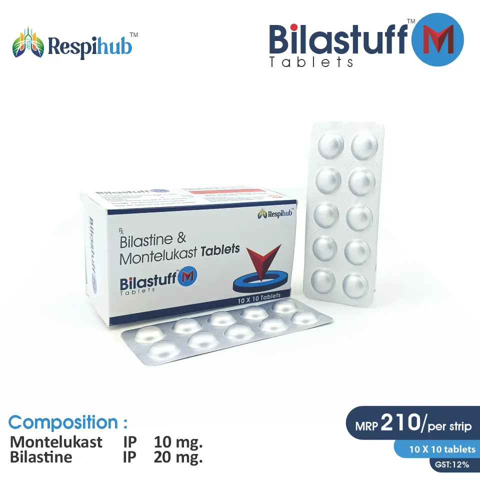 Bilastine 20mg + Montelukast 10mg Tablet at Best Price in PCD Pharmacia Franchise for Antihistamine and Allergy Relief, Asthma Management